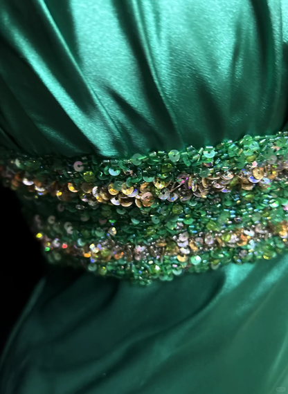 Stylish Halter Satin Beaded Cocktail Dress,Green Short 6th Grade Homecoming Dress SP2706