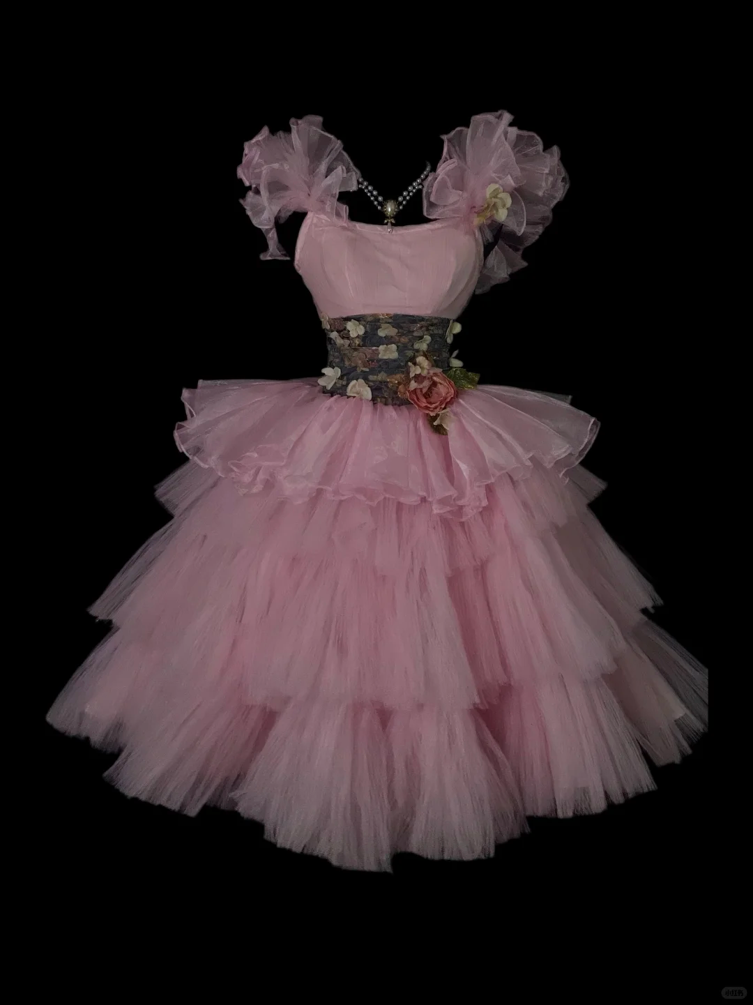 Cute Pink Tulle Layered A Line Short Homecoming Dress Birthday Dress SP4036