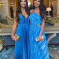 Chic Blue A-line Prom Dress,Blue Formal Gown Y6373