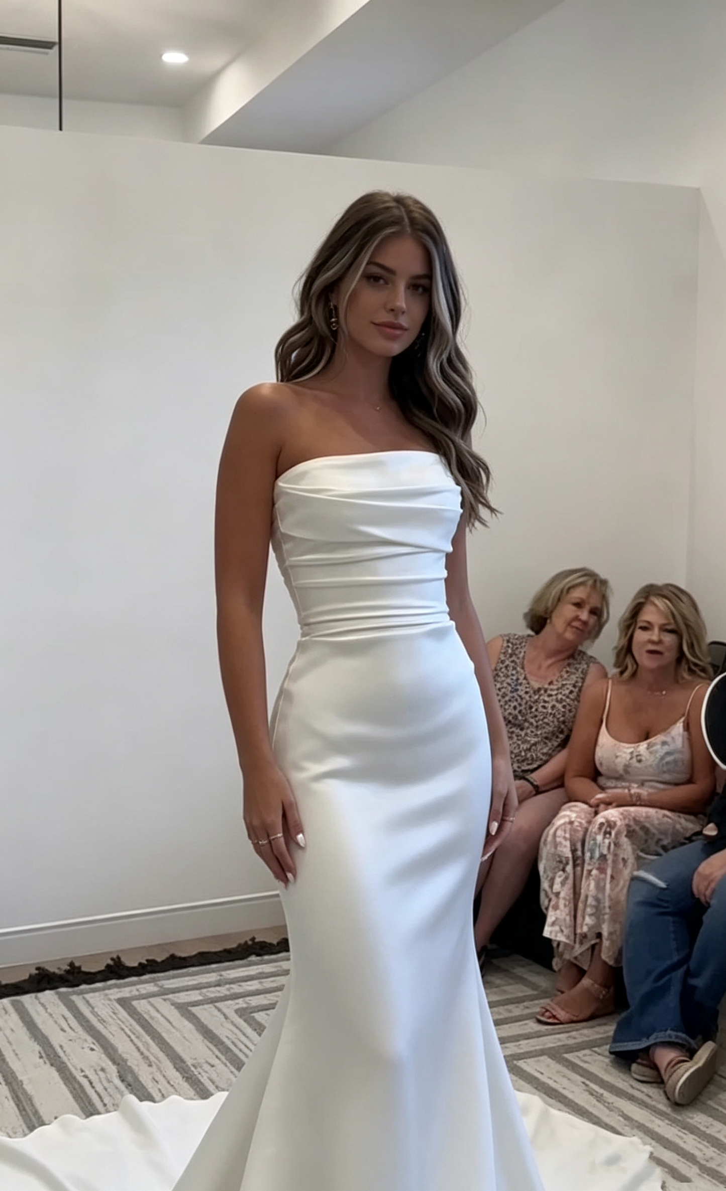 Charming White Strapless Wedding Dress,White Bridal Gown Y7385