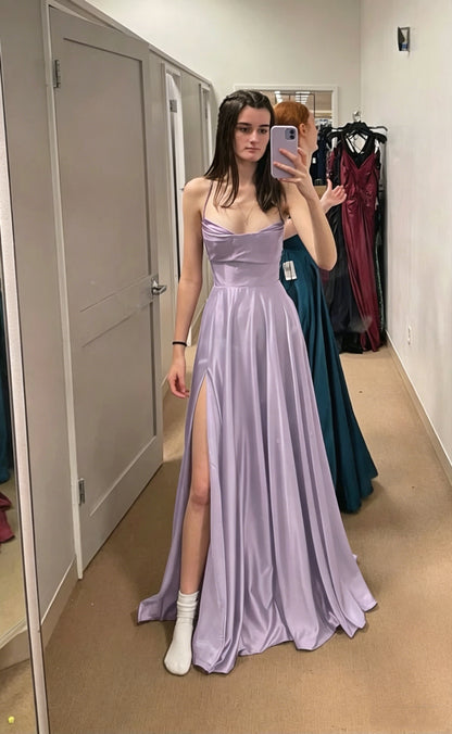 Burgundy A-line Floor-Length Satin Solid Color Prom Dresses Backless Sleeveless Elegant Senior Prom Dress Y4388