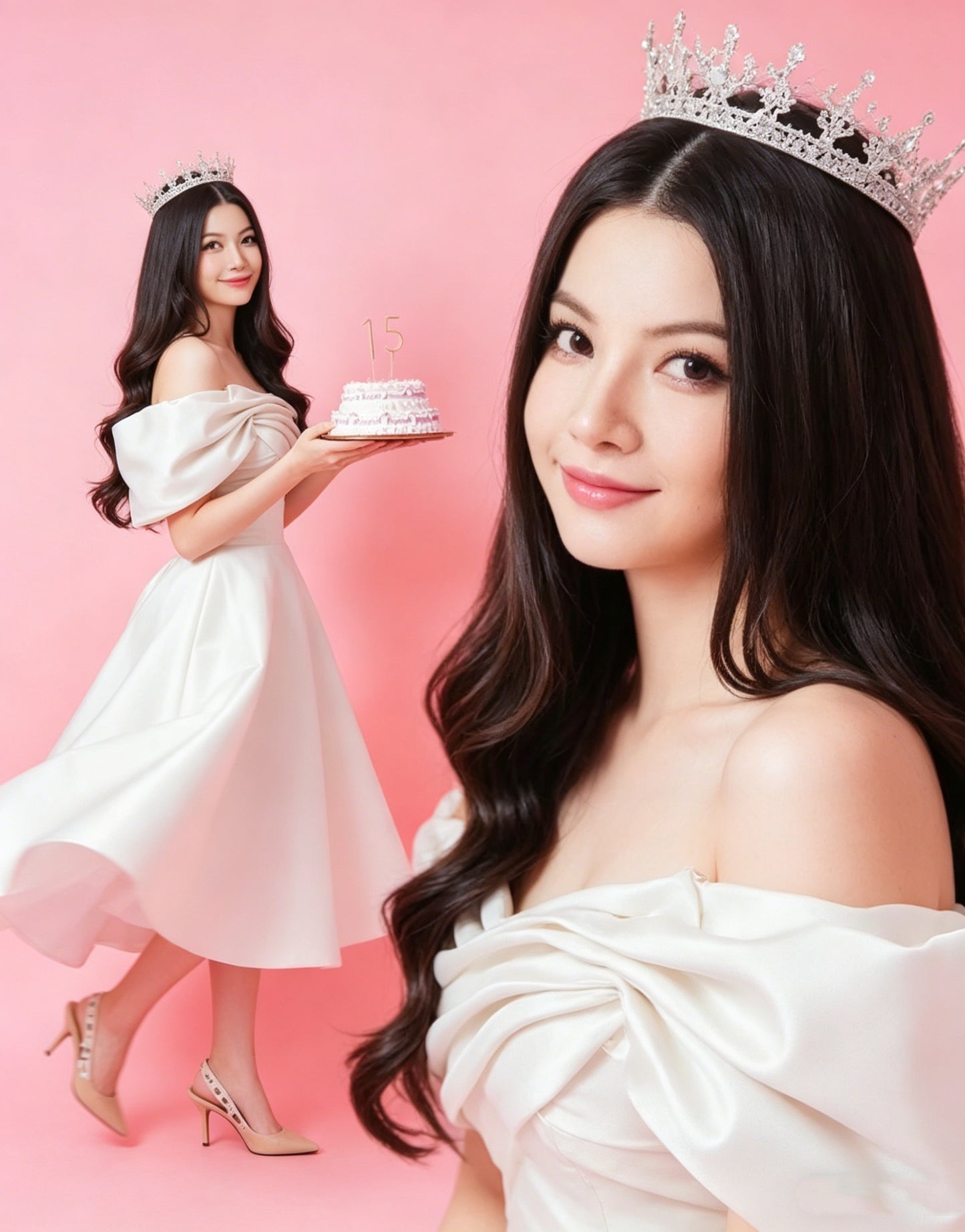 Cute White Off The Shoulder Satin Birthday Party Dress Sweet 15 Dress Short Prom Dress Y2583