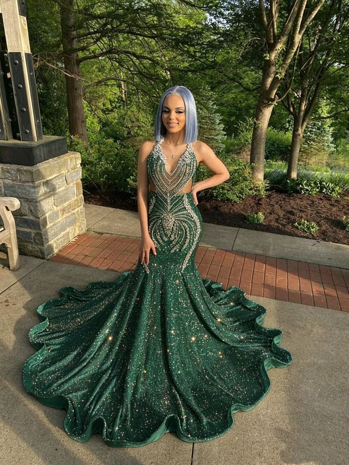 18 birthday outfit evening dress custom made black girl mermaid light blue prom gowns  Y887