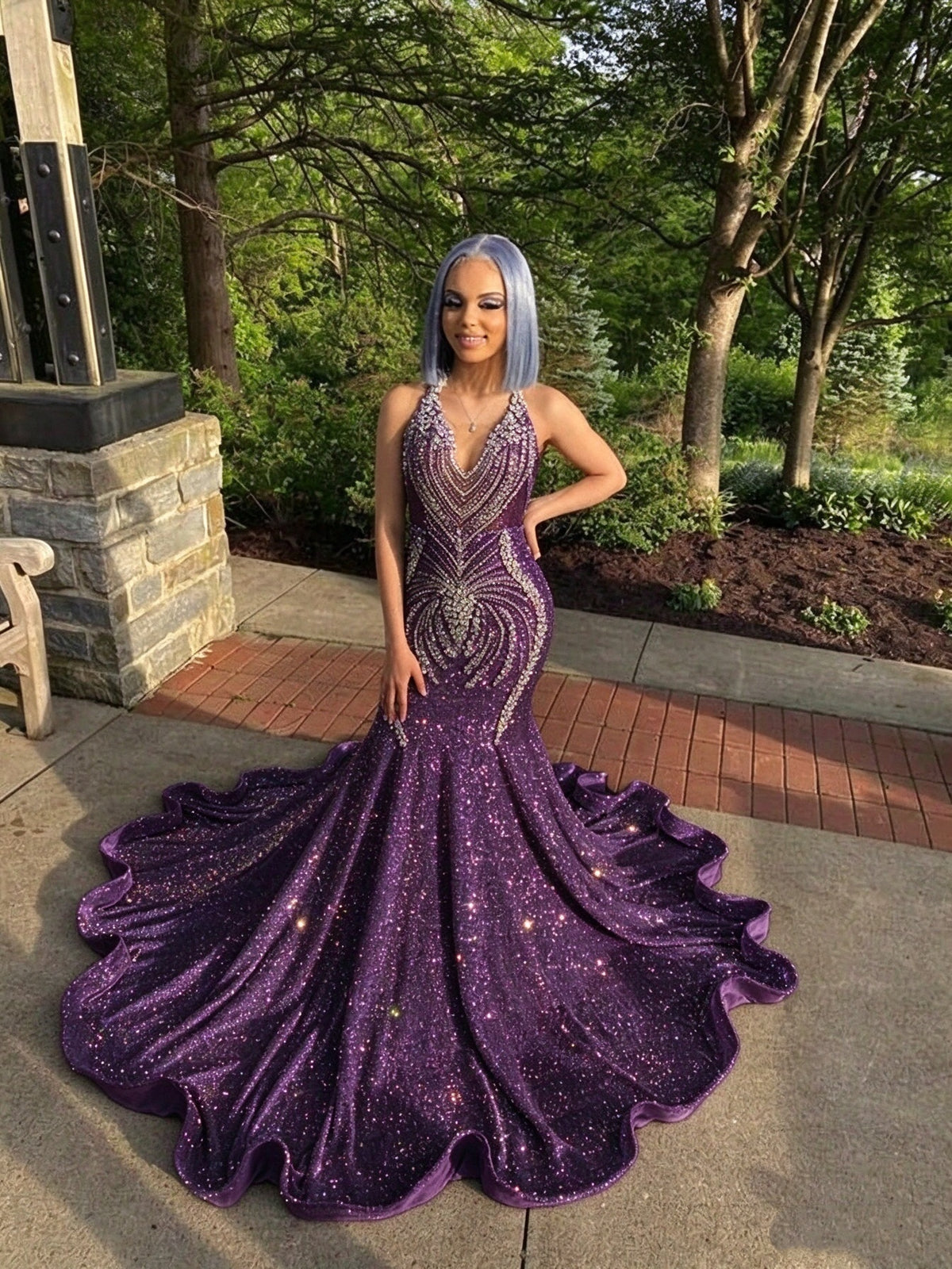 18 birthday outfit evening dress custom made black girl mermaid light blue prom gowns  Y887
