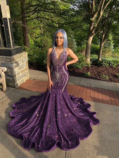 18 birthday outfit evening dress custom made black girl mermaid light blue prom gowns  Y887