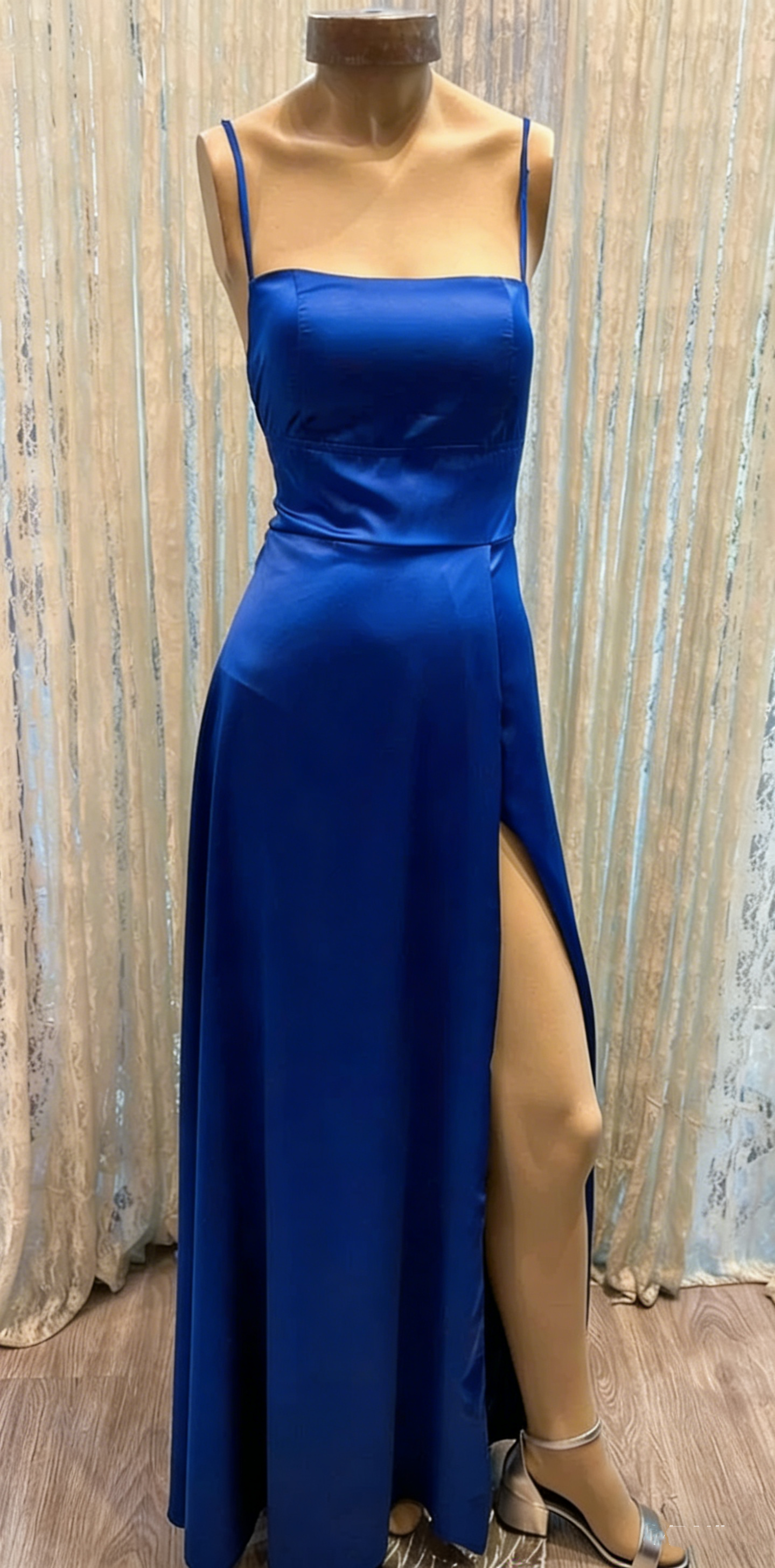 Classic A-line Navy Blue Prom Dress With Split,Simple Evening Dress For Teens Y6772