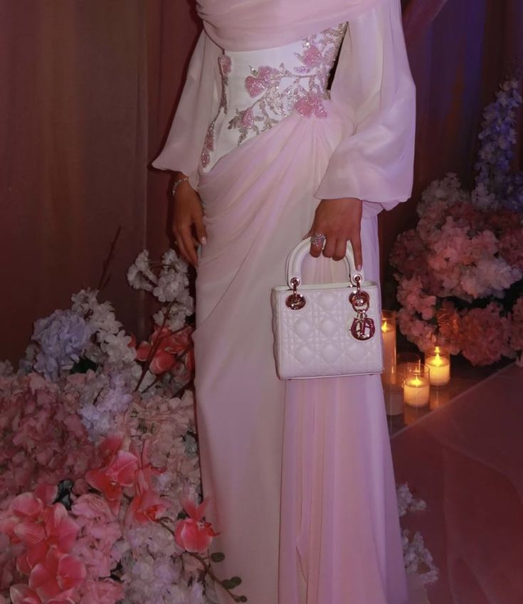 Pretty Pink Chiffon Pleated Mermaid Long Wedding Guest Dress Birthday Evening Gown SP1138