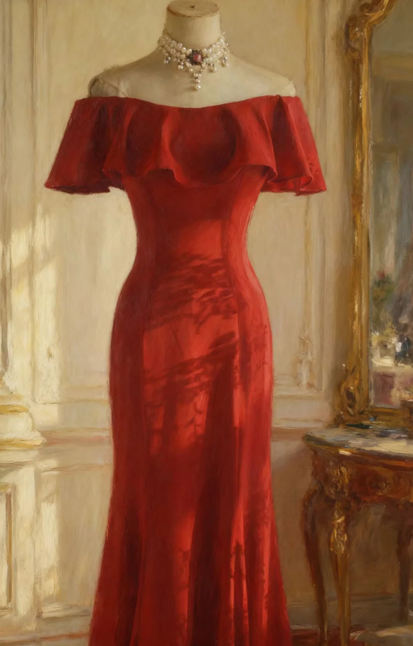 Elegant Off The Shoulder Red Satin Mermaid Evening Dress Long Wedding Guest Dress SP668