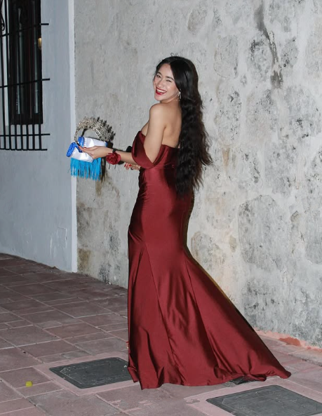 Elegant Burgundy Off The Slit Mermaid Evening Dress Formal Prom Dress Y8414