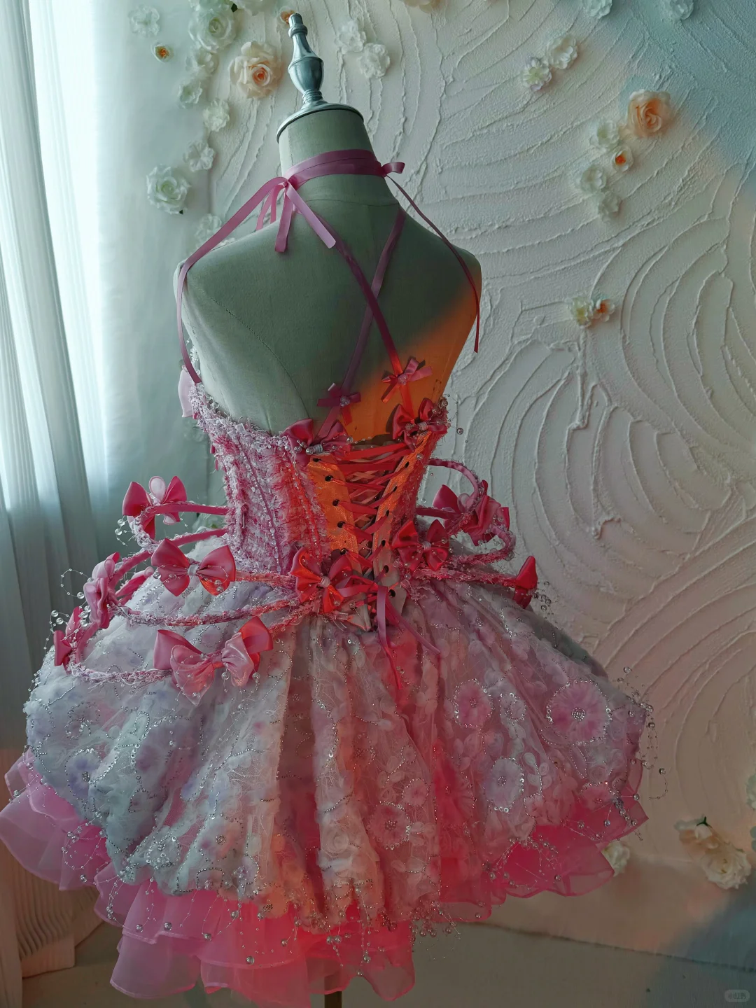 Pretty Pink Tulle Lace Floral Short Homecoming Dress 18th Birthday Outfits SP4223