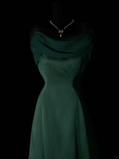 Elegant Emerald Green Satin Mermaid Long Party Dress Formal Long Birthday Prom Gown SP4071