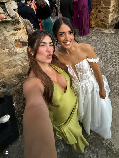 Classy Green Halter V Neck Backless Mermaid Long Wedding Guest Dress Evening Dress SP733