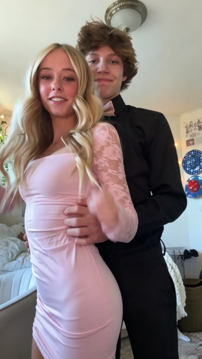 Sexy Pink Sheath Satin Lace Short 6th Grade Homecoming Dress,Short Prom Dress SP2879