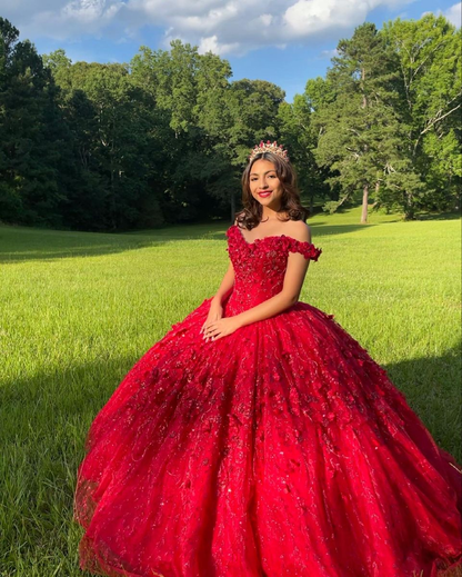 Luxurious Red Quinceanera Dress,Red Ball Gown,Red Sweet 16 Dress Y2338