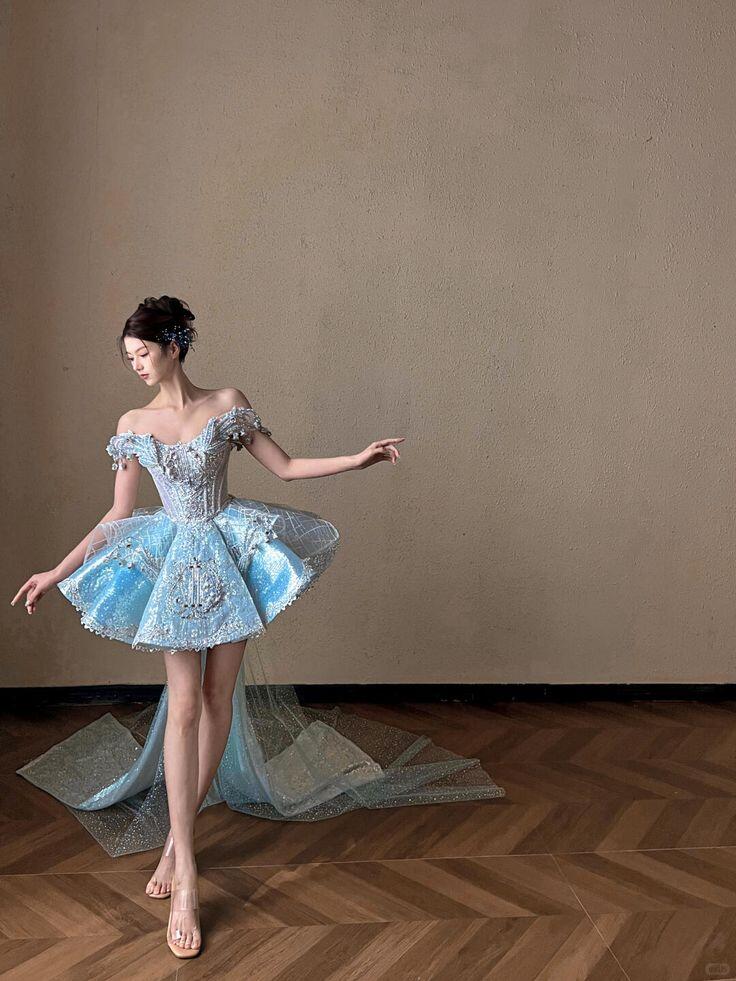 Glitter Off The Shoulder Blue Sequin Tulle Beaded A Line Short Homecoming Dress Birthday Outfits With Bow SP3146
