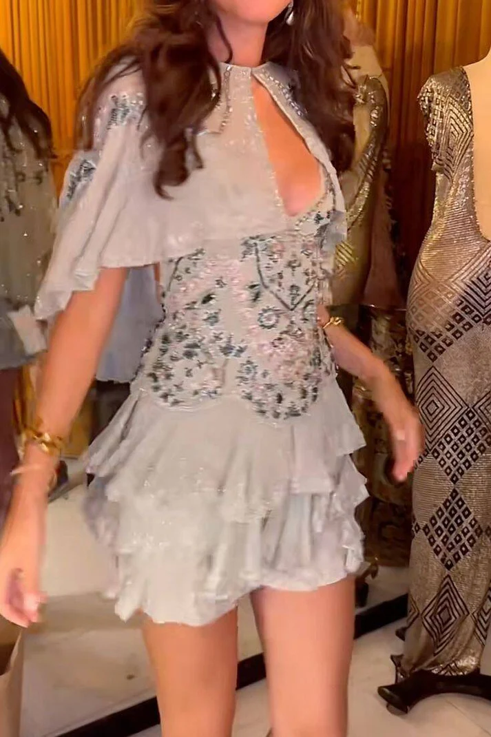 Vintage Spaghetti Straps Mint Green Chiffon Sequin Beaded Homecoming Dress A Line Cocktail Dress Y9312