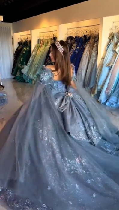 Elegant Sweetheart Neck Tulle Sequin Beaded Sweet 16 Dress Navy Blue Quinceanera Dress SP4297