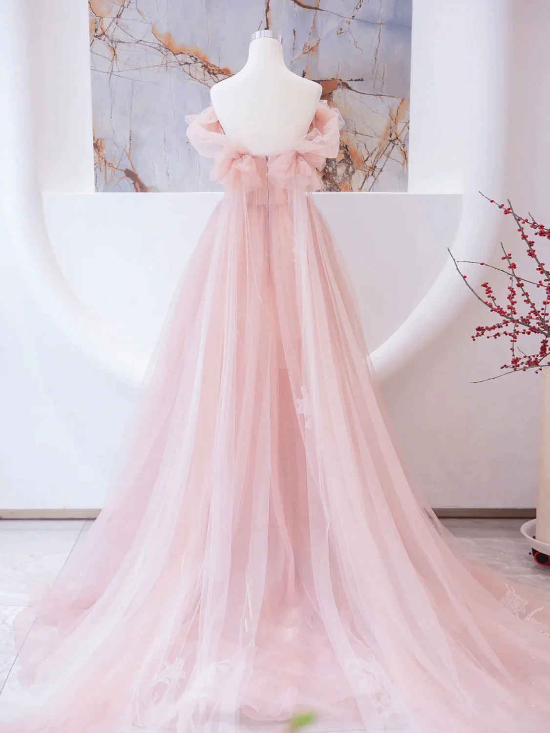 Pink Long Prom Dress, Pink A line Formal Graduation Dresses,Y2413