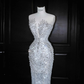 Romantic White Tulle Sequin Beaded Mermaid Wedding Dress,Long Prom Evening Dress  Y8667