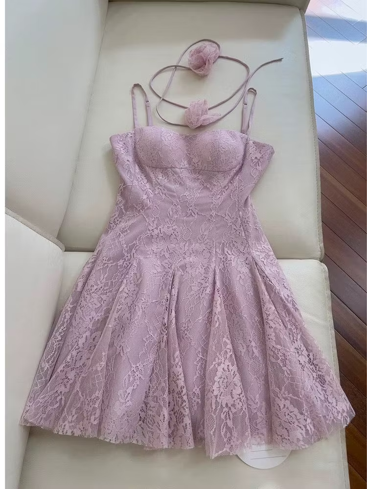 Pretty Purple Tulle Lace A Line Short 19th Birthday Outfits ,Formal Graduation Homecoming Dress SP3272