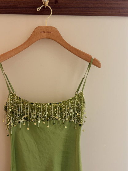 Sexy Spaghetti Straps Satin Mini Cocktail Dress,Apple Green Short 6th Grade Homecoming SP2459