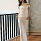 Charming Off Thes Satin Mermaid Evening Dress,White Prom Dress Wedding Dress Y8592
