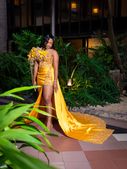 Gorgeous Yellow One Shoulder Satin Sequin 3D Floral Long Party Dress Evening Dress SP3176