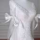 Fairy White V Neck Tulle Lace Appliques Mermaid Evening Dress,Long Wedding Dress Y8636