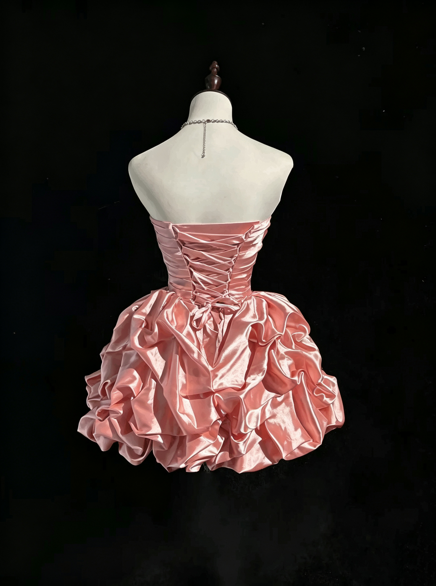 Cute Strapless Satin Pleated A Line Short 17th Birthday Outfits,Pink Short Homecoming Dress SP2925
