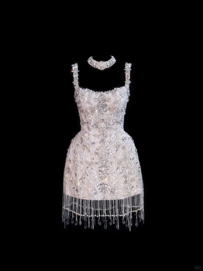 Gorgeous Sheath Satin Beaded Cocktail Dress Formal Short Homecoming Dress Birthday Dress Y9660