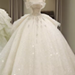 Off Shoulder Wedding Dresses, Large Trailing Princess Tail Dress, Backless White Wedding Dress Y6868