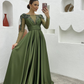 Modest A-line Satin Long Prom Dress,Beautiful Prom Gown Y7199