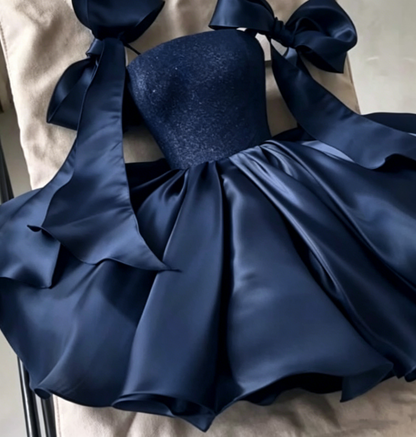 Chic Black A-line Homecoming Dress,Black Cocktail Dress Y6522