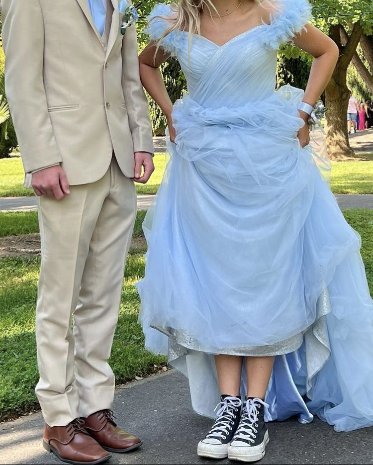 Elegant Off Shoulder Blue A Line Prom Dress,Blue Graduation Dress  Y4438