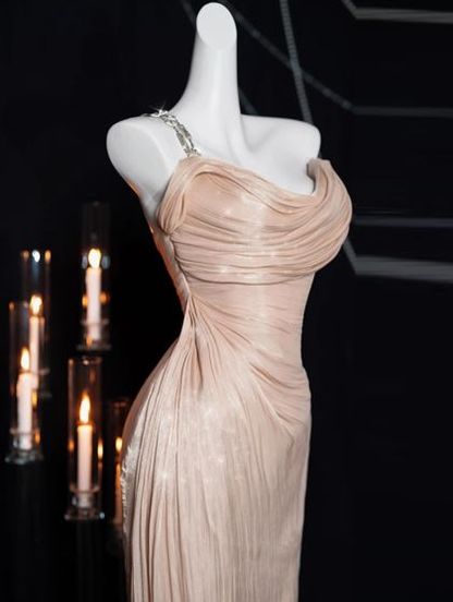Pretty Pink One Shoulder Sheath Prom Evening Dress Y8199