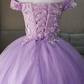 Off the shoulder blue ball gown , sparkly prom dress with flowers S26908