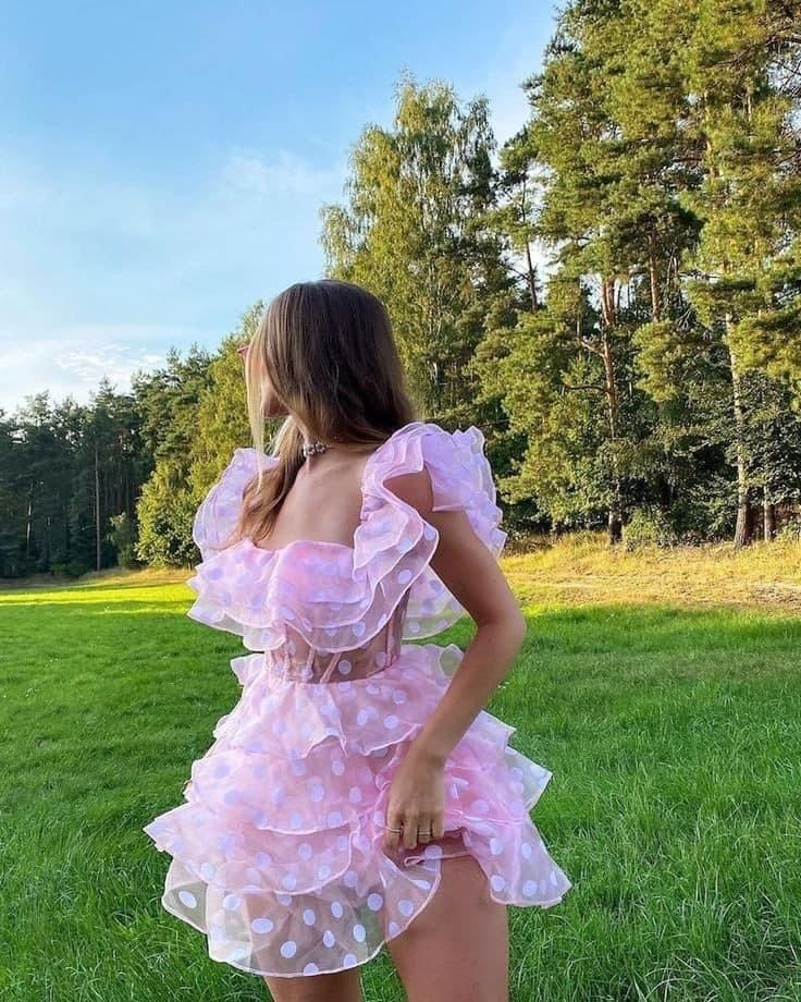 Classy Pink Multi-Layered A Line Short 18th Birthday Outfits Formal Homecoming Dress Y9426