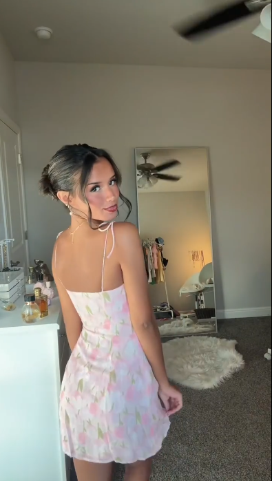 Pretty Spaghetti Straps Satin Tulle Floral Short 20th Birthday Outfits,Pink Short Homecoming Dress SP2933