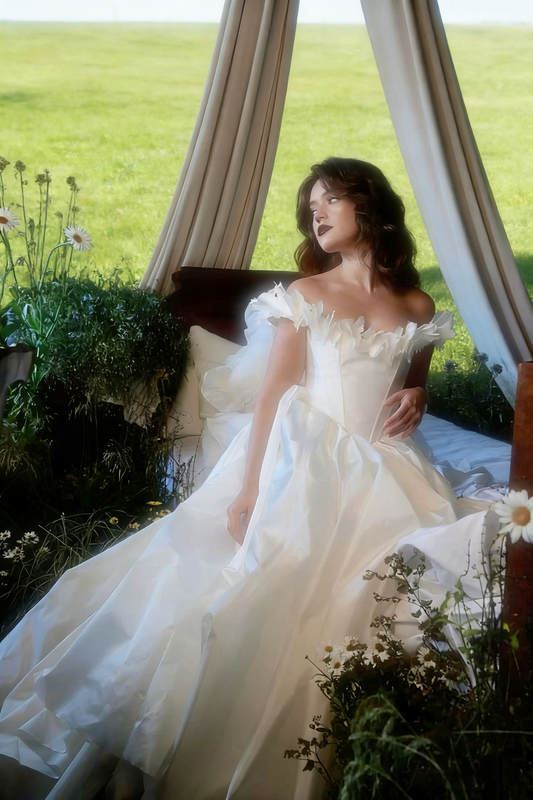 Classy Off The Shoulder Ball Gown White Long Wedding Dress Formal Bridal Dress SP2078
