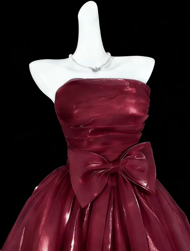 Vintage Burgundy Tulle A Line Short Homecoming Dress Cocktail Dress SP3524