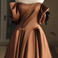 Satin Bridal Dress,Off Shoulder Wedding Dress, Vintage Wedding Dress Y4963