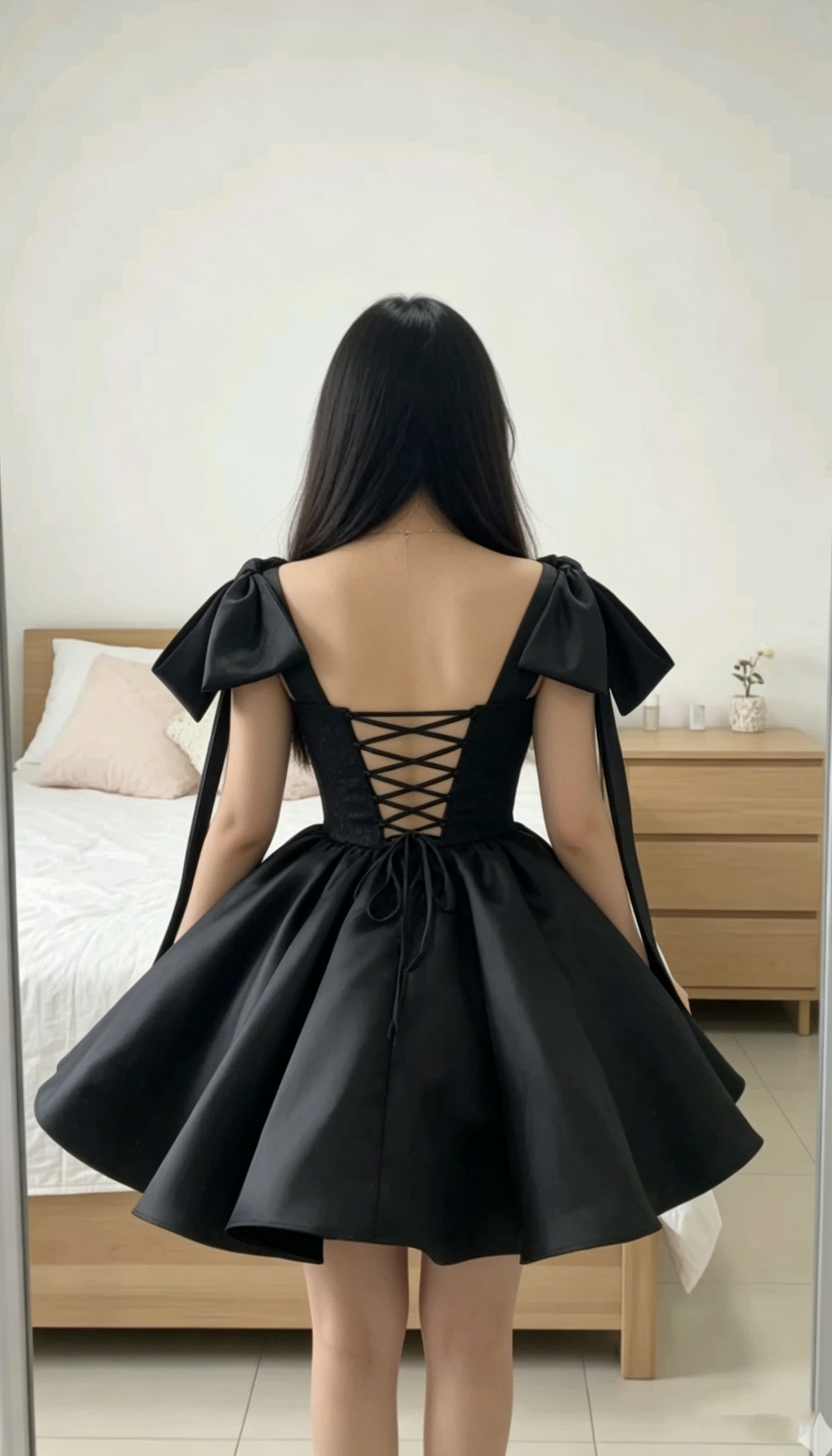 Chic Black A-line Homecoming Dress,Black Cocktail Dress Y6522