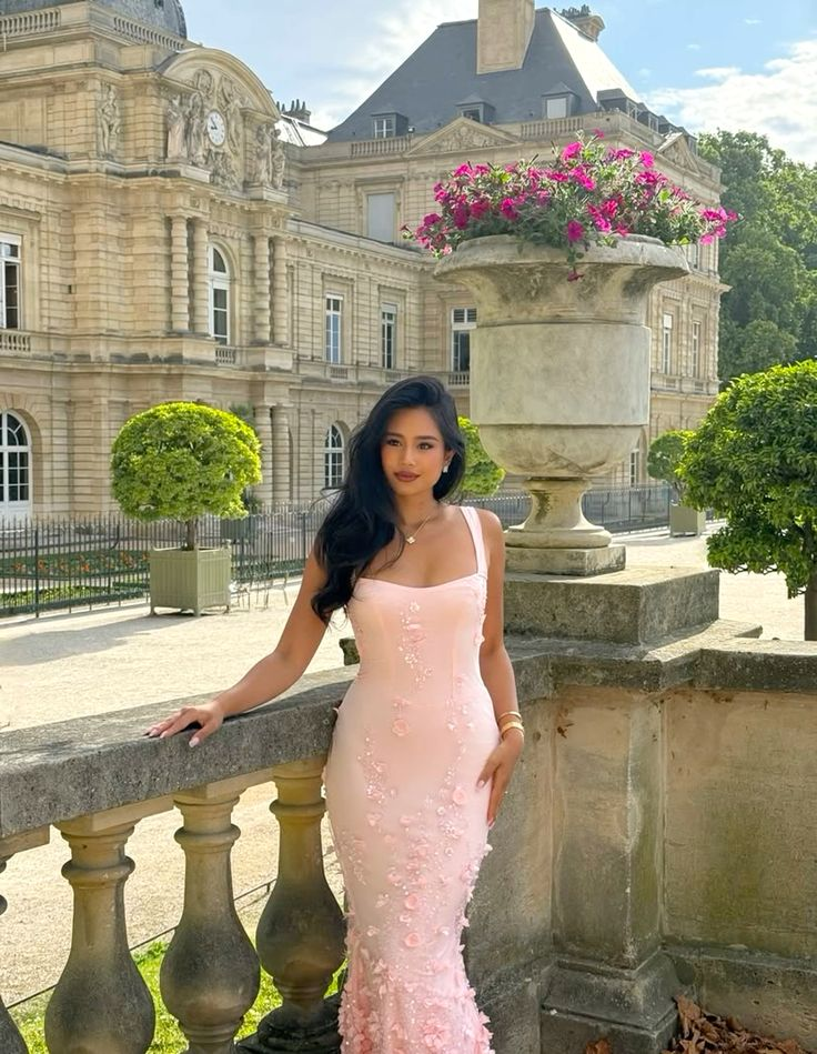 Elegant Tulle Satin Appliques Mermaid Prom Dresses Pink Long Evening Dress SP389