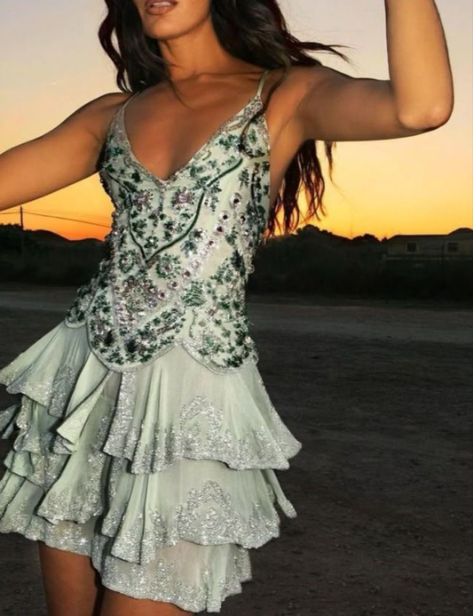 Gorgeous Spaghetti Straps Mint Green Chiffon Graduation Homecoming Dress 18th Birthday Outfits Y9143