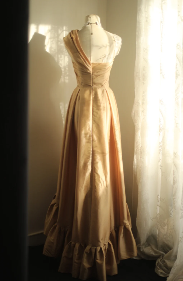 Classy One Shoulder Satin Ruffles Mermaid Long Evening Dress Wedding Guest Dress SP1026