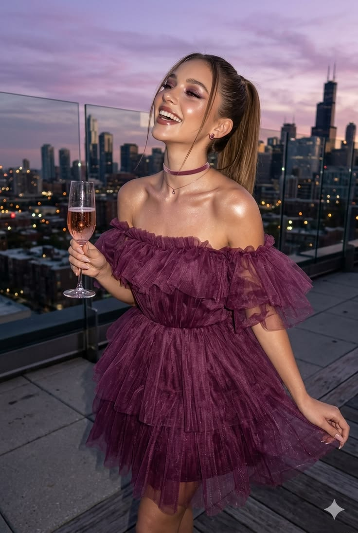 Vintage Purple Tulle A Line Short 9th Grade Homecoming Dress,Off The Shoulder Mini Birthday Dress SP3047