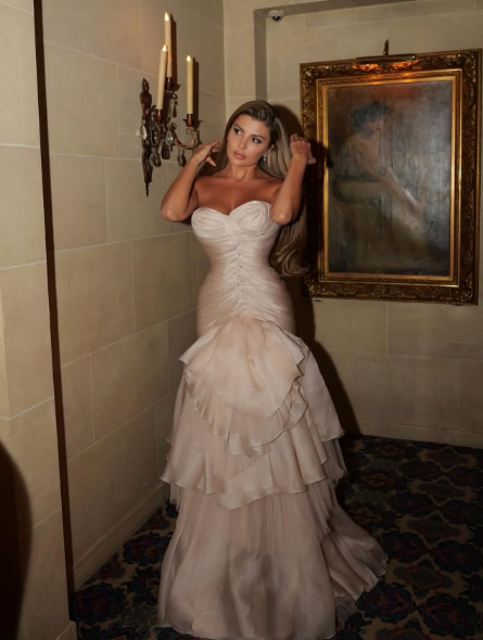 Classy Sweetheart Neck Pink Pleated Organza Layered Mermaid Evening Dress Long Birthday Prom Dresses SP1020