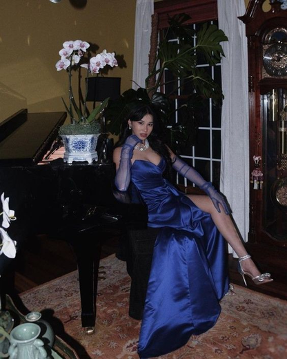 Elegant Blue Satin Long Evening Dress,Pageant Dress Y2621