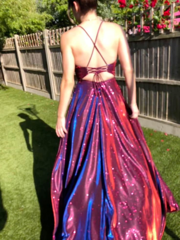 Glitter Spaghetti Straps Purple Satin Sequin A Line Long Wedding Guest Dress Formal Party Dress SP2149