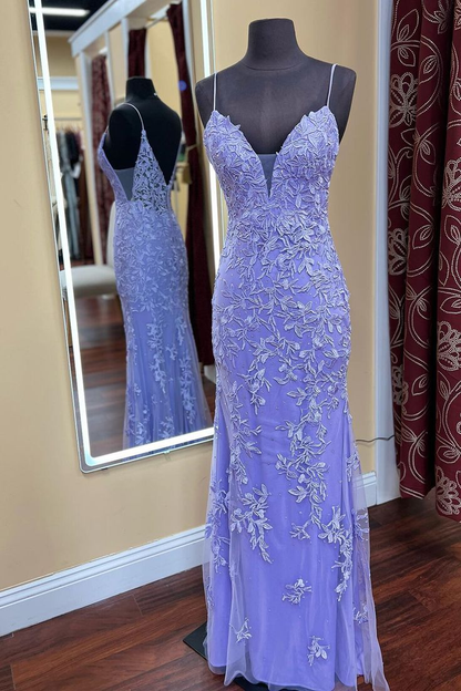 Charming Lace Appliques Mermaid Straps Evening Dress Y4468